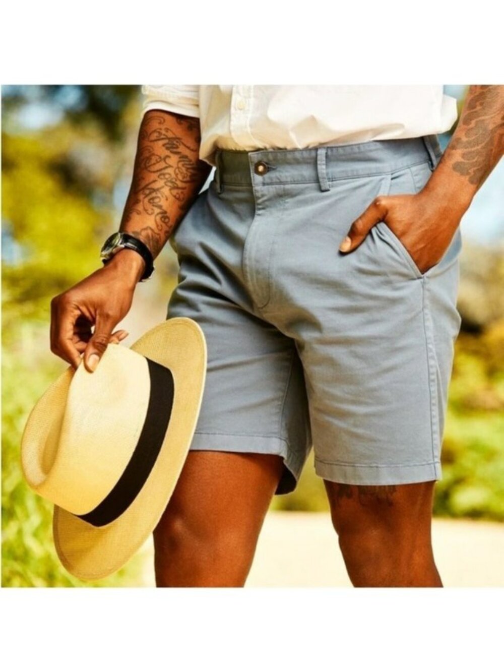 Flint & Tinder Shorts Mens 31 Chambray Shorts Blue